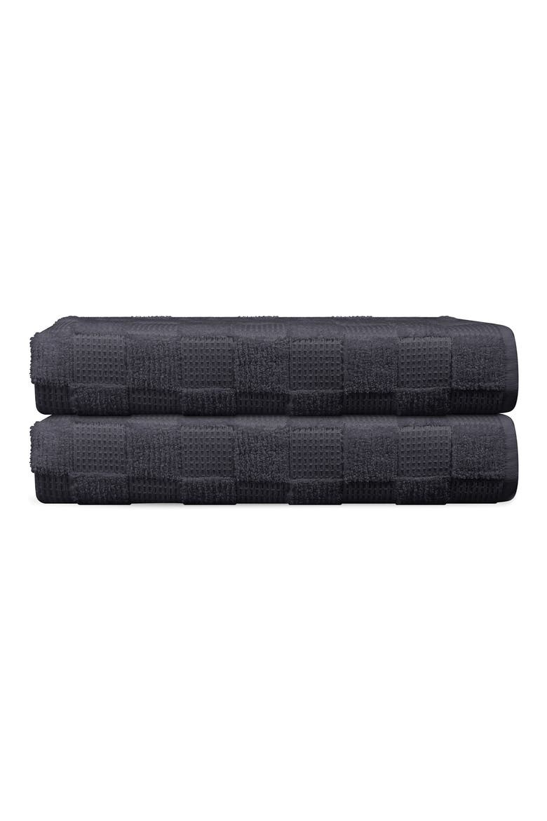 Waffle Terry 2-Piece Turkish Cotton Bath Towel Set, Main, color, ANTHRACITE