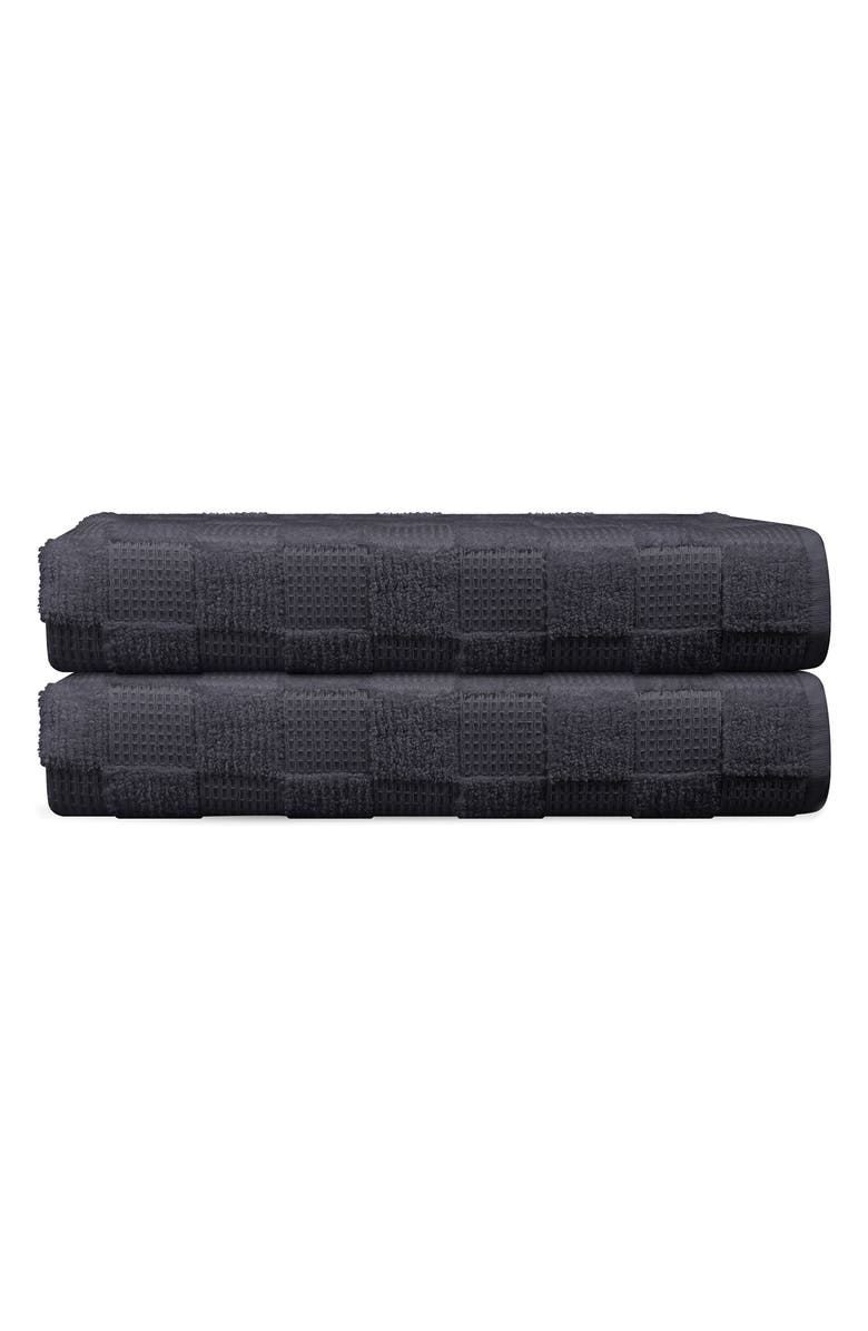 DePera Waffle Terry 2-Piece Turkish Cotton Bath Towel Set, Main, color, Anthracite