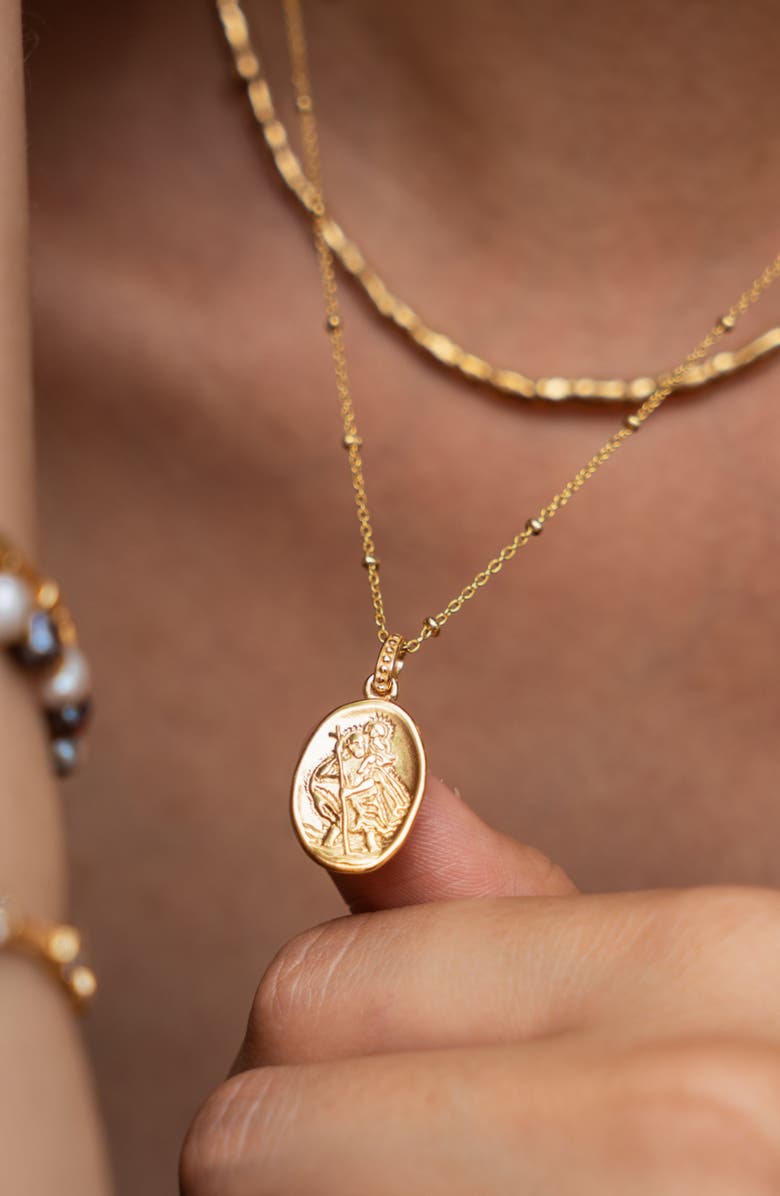 Dower & Hall St. Christopher Talisman Necklace, Alternate, color, Yellow Gold Vermeil