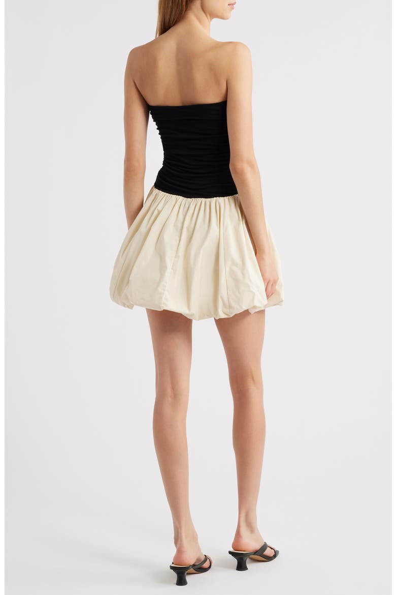 modern mixed media bubble mini dress Bubble Hem Mixed Media Mini Dress