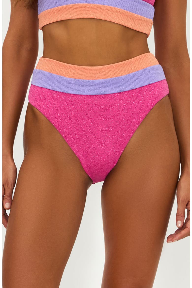 Heidi Colorblock High Waist Bikini Bottoms, Main, color, CORAL BAY COLORBLOCK