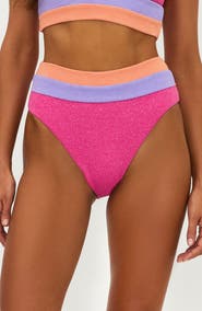 Beach Riot Heidi Colorblock High Waist Bikini Bottoms