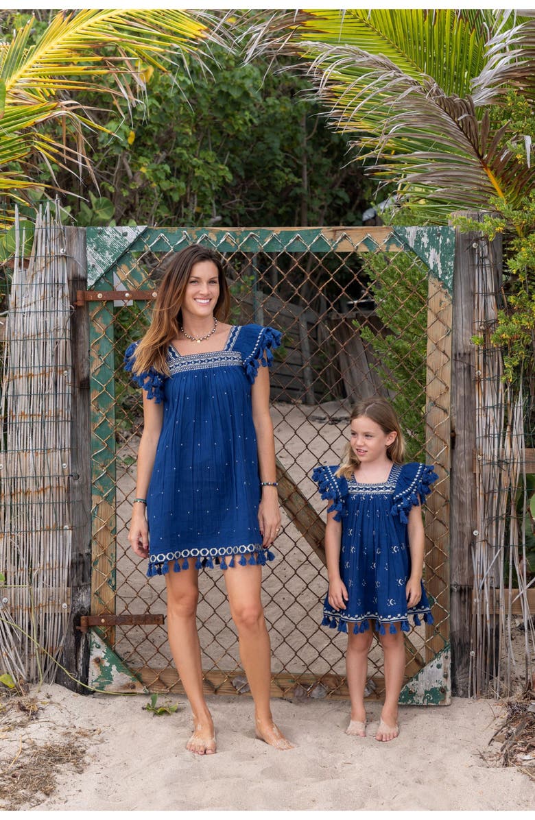 Mer St. Barth Mini Sandrine Womens Dress Galaxy Embroidery, Alternate, color, Blue