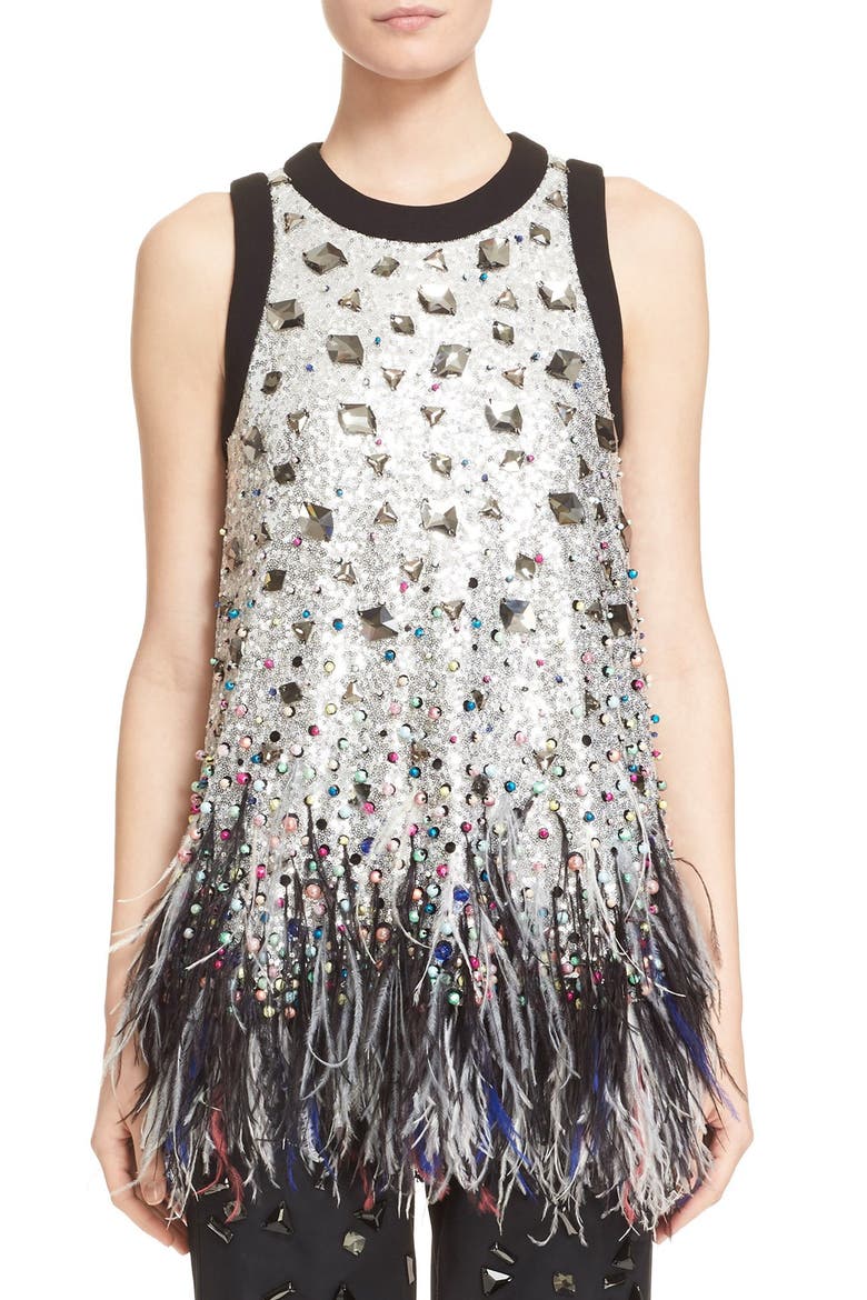 Embellished Tunic, Main, color, SILVER