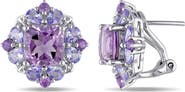 DELMAR Sterling Silver Amethyst Cluster Stud Earrings