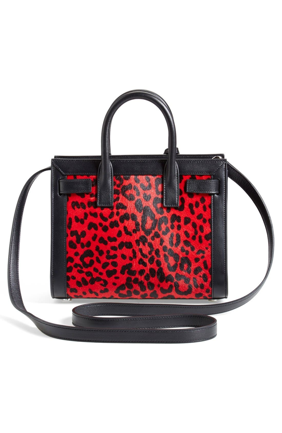 'Nano Sac de Jour Punk' Genuine Calf Hair & Calfskin Leather Tote, Alternate, color, ROUGE/ NOIR