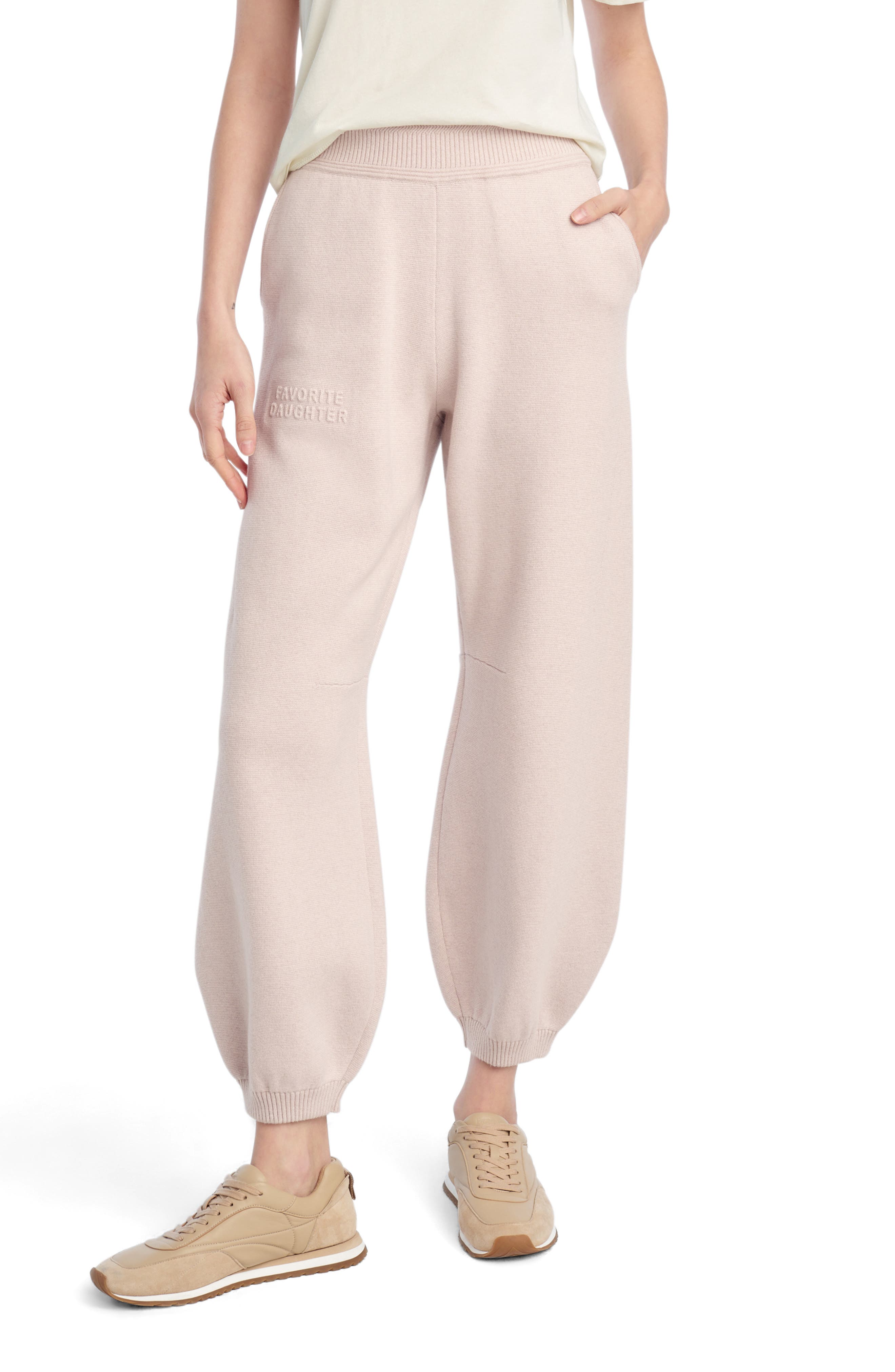 Favorite Daughter The Fatigue Sisters Barrel Leg Cotton & Cashmere Joggers In Pink