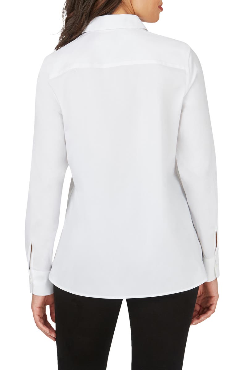 Foxcroft Kylie Non-Iron Cotton Button-Up Shirt, Alternate, color, White