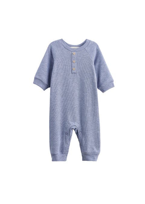 Daniel Long Sleeve Solid Ribbed Button Placket Straight Leg Romper