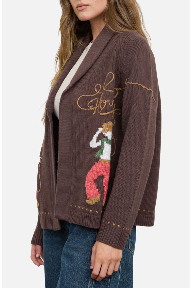 Howdy Cowboy Jacquard Cardigan, Alternate, color, CHOCOLATE BROWN