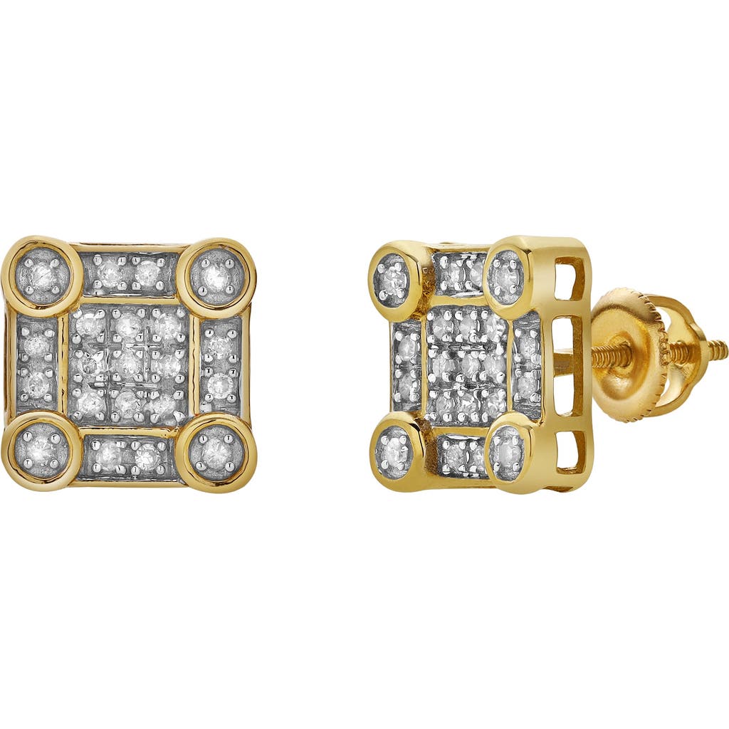 Luvmyjewelry Veil 10k Yellow Gold Cluster Diamond Unisex Earrings In 10k Yellow Gold