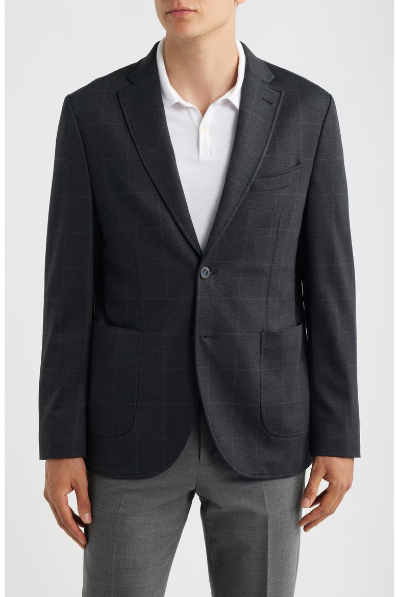 Alfi Windowpane Check Knit Sport Coat, Main, color, BLACK WINDOWPANE