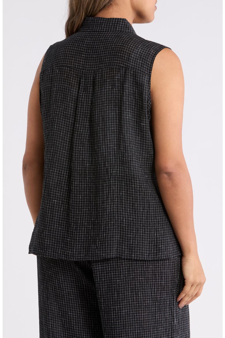 Grid Sleeveless Button-Up Shirt, Alternate, color, BLACK/ WHITE