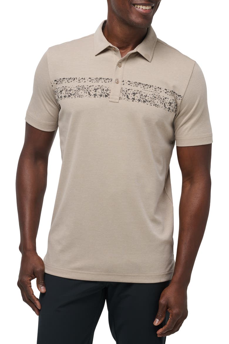 Deserted Cove Floral Stripe Piqué Polo, Main, color, OXFORD TAN