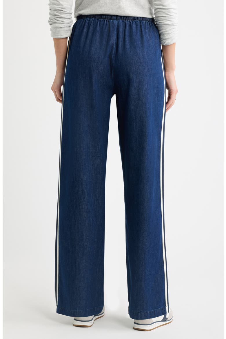 Drawstring Wide Leg Chambray Pants, Alternate, color, DARK WASH