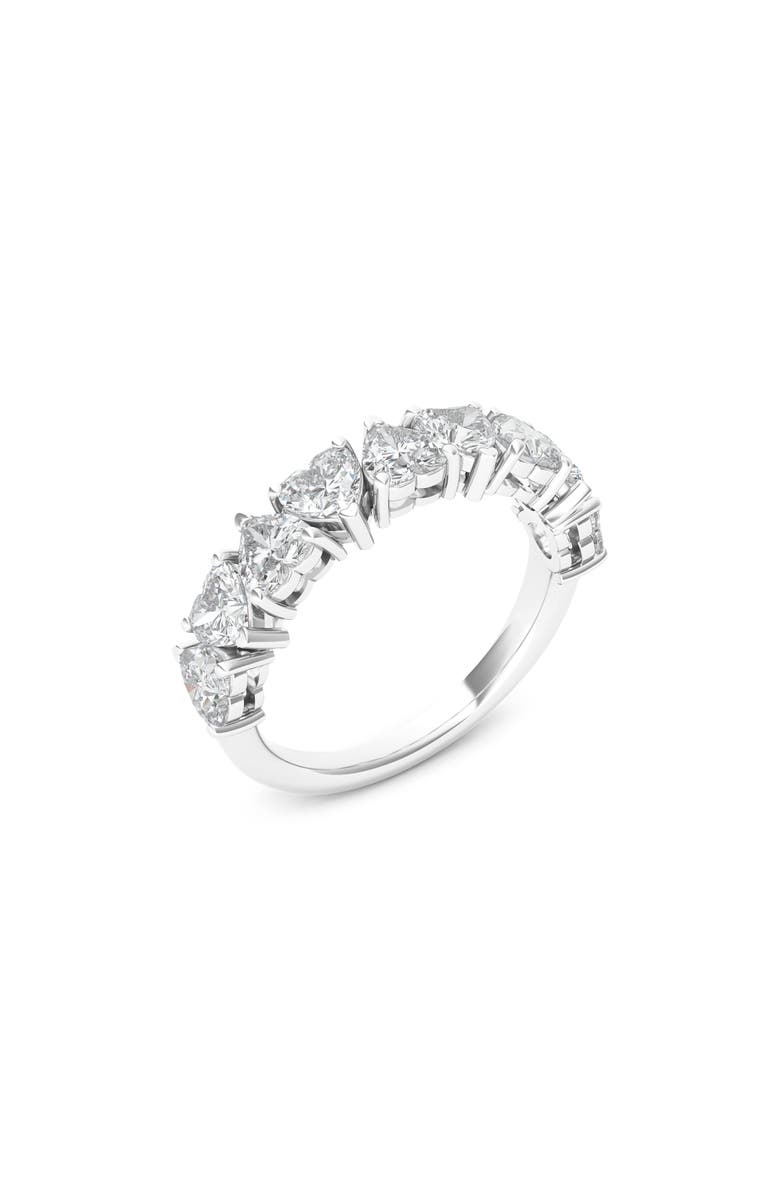 HauteCarat Alternating Hearts Lab Created Diamond Half Eternity Ring, Main, color, White Gold