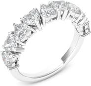 HauteCarat Alternating Hearts Lab Created Diamond Half Eternity Ring