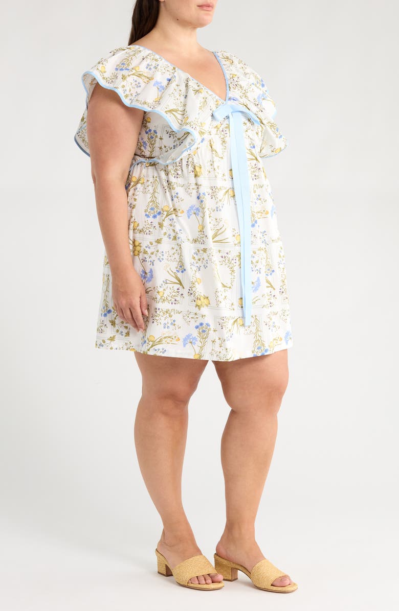 SUGARLIPS Cecily Floral Cotton Babydoll Minidress, Alternate, color, White/ Multi