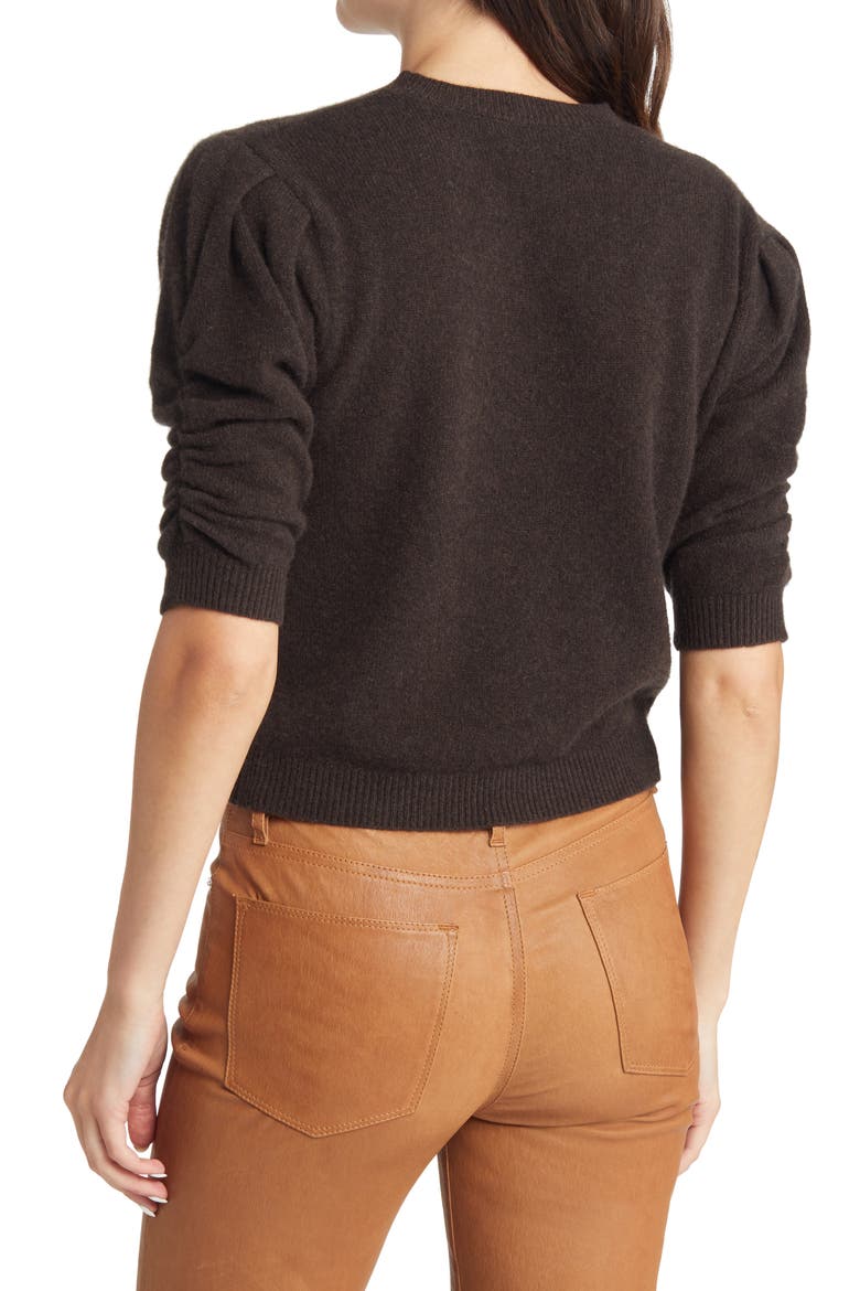 Ruched Sleeve Recycled Cashmere & Wool Sweater, Alternate, color, AMERICANO