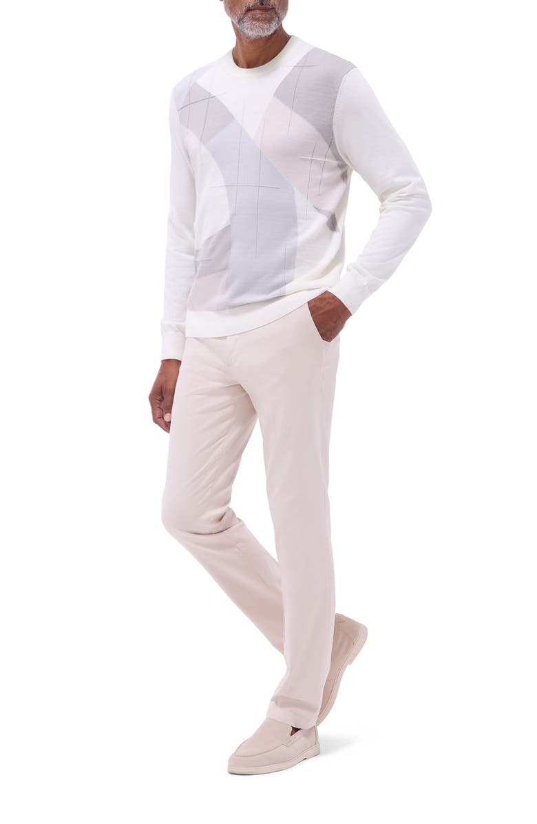 Bugatchi Abstract Cotton & Silk Crewneck Sweater, Alternate, color, Chalk