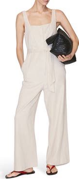 MANGO Sleeveless Linen Blend Jumpsuit