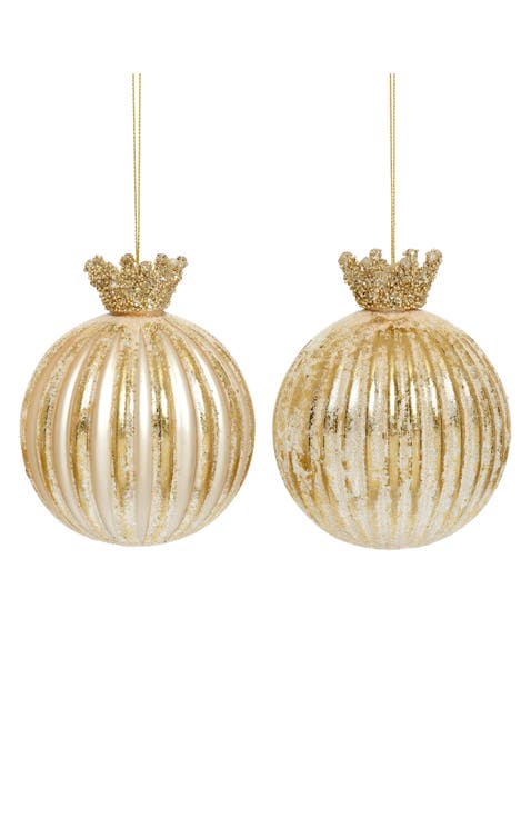 Crown Flute Ball Ornament, Set of 12