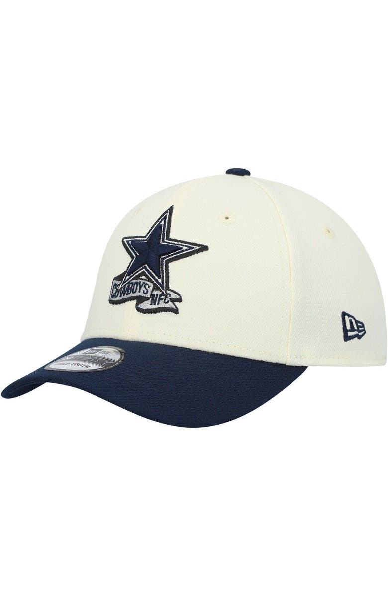 New Era Youth New Era Cream/Navy Dallas Cowboys 2022 Sideline Two-Tone 39THIRTY Flex Hat, Alternate, color, 