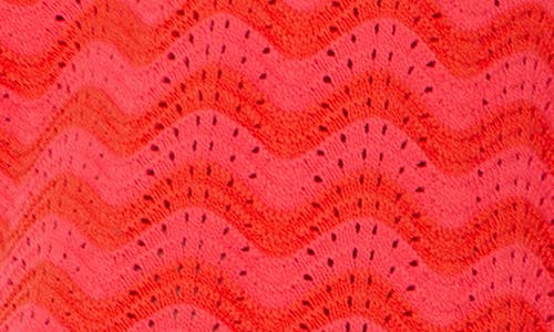 Liverpool Los Angeles Wavy Stripe Pointelle Cotton Blend Sweater In Pink/red Stripe