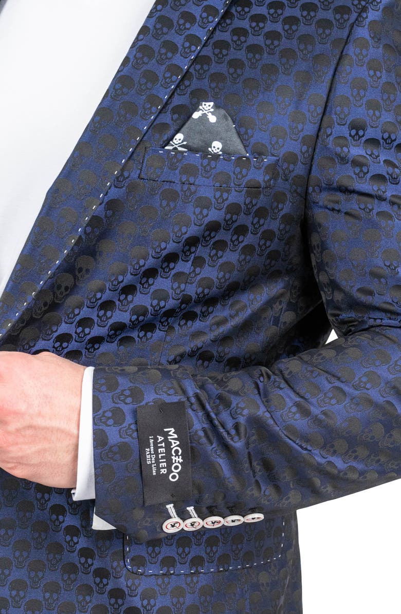 Maceoo Socrate Skull Blue Blazer, Alternate, color, Blue