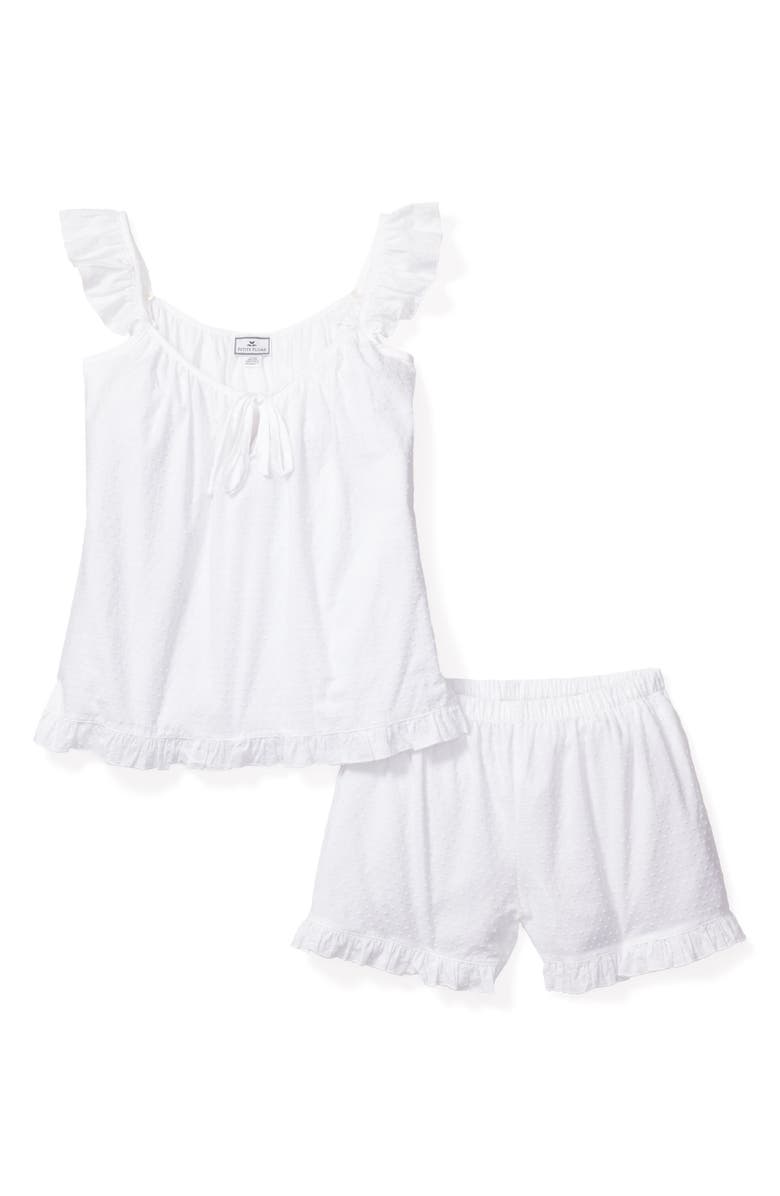 Petite Plume Swiss Dots Cotton Short Pajamas, Alternate, color, White