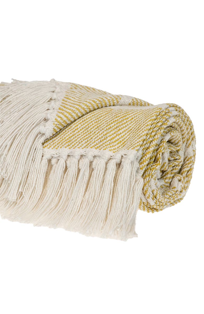 PARKLAND COLLECTION Mio Stripe Fringe Throw Blanket, Alternate, color, Yellow