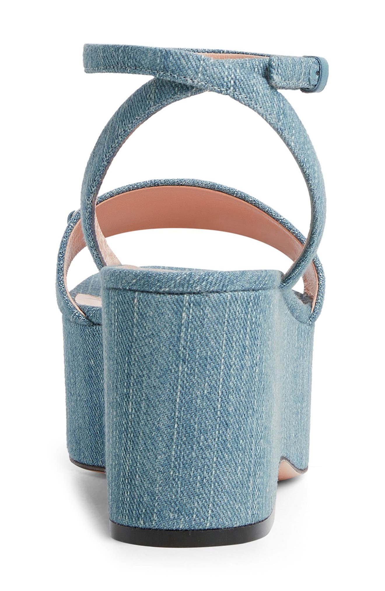 Gucci Lady Horsebit Ankle Strap Wedge Sandal, Alternate, color, Turquoise Blue