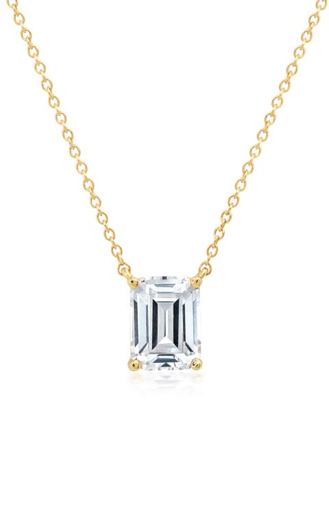 Emerald Cut Cubic Zirconia Pendant Necklace