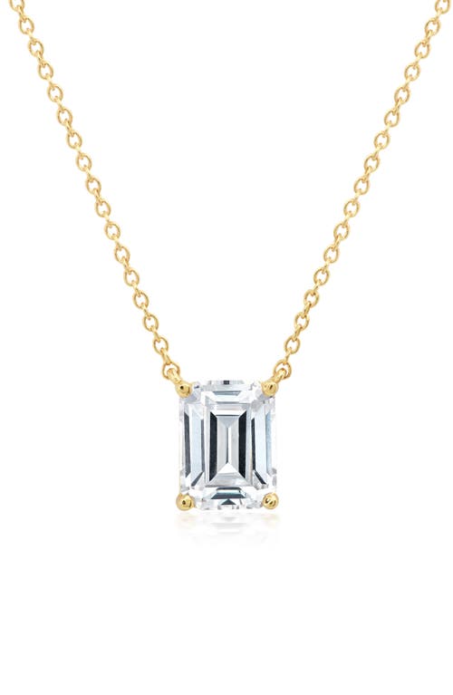 Crislu Emerald Cut Cubic Zirconia Pendant Necklace In Gold