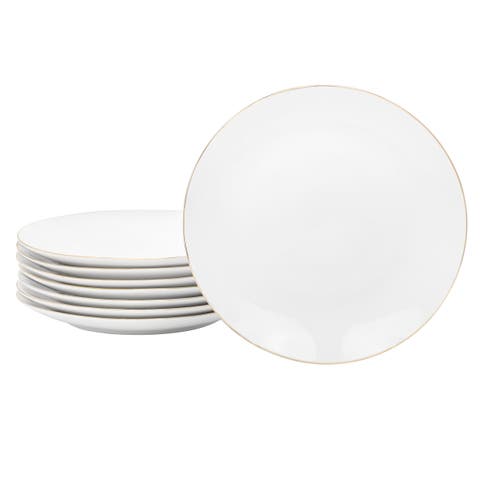 Ogalla 8 Piece 7.5 Inch Gold Banded Fine Ceramic Dessert Plate Set