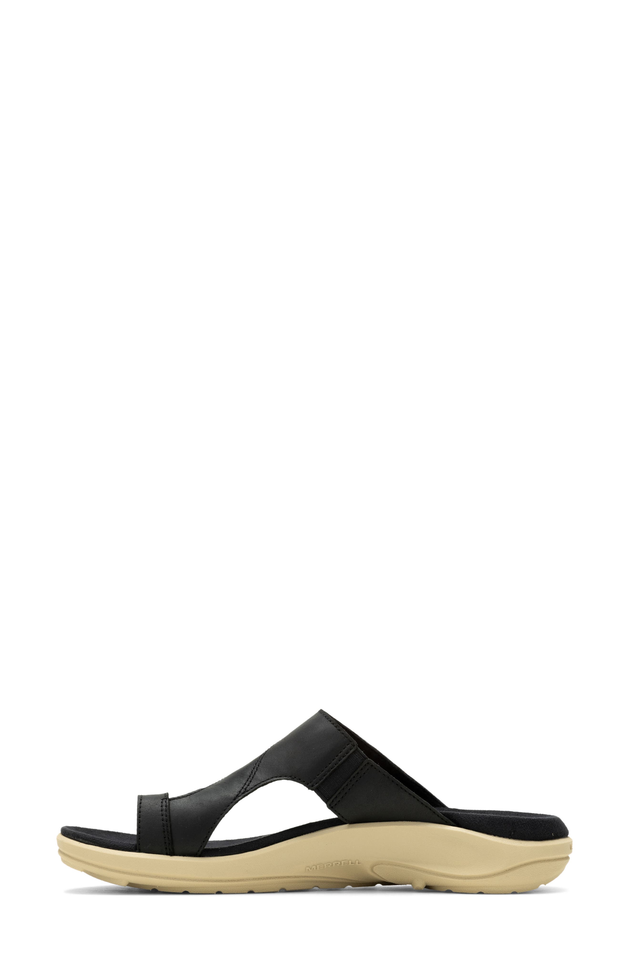 District 4 Luxe Post Leather Slide Sandal, Alternate, color, BLACK