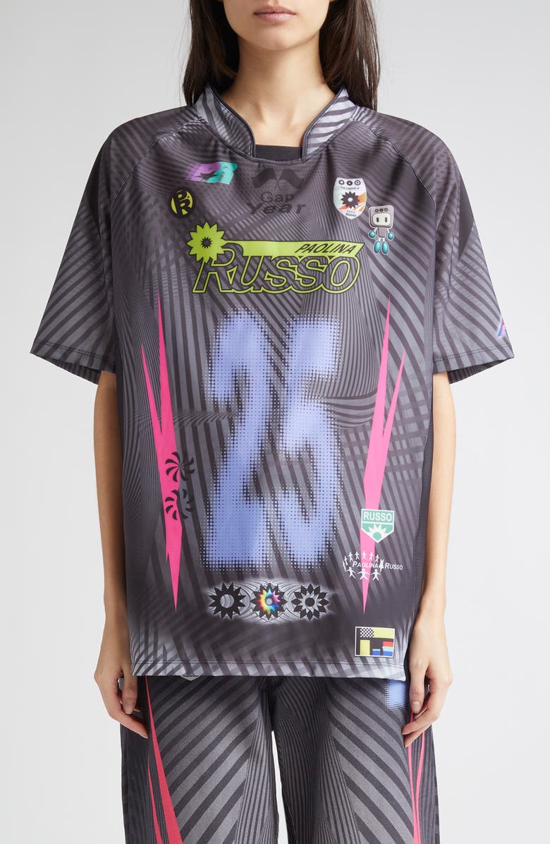 Paolina Russo Oversize Short Sleeve Stretch Jersey Top, Main, color, 