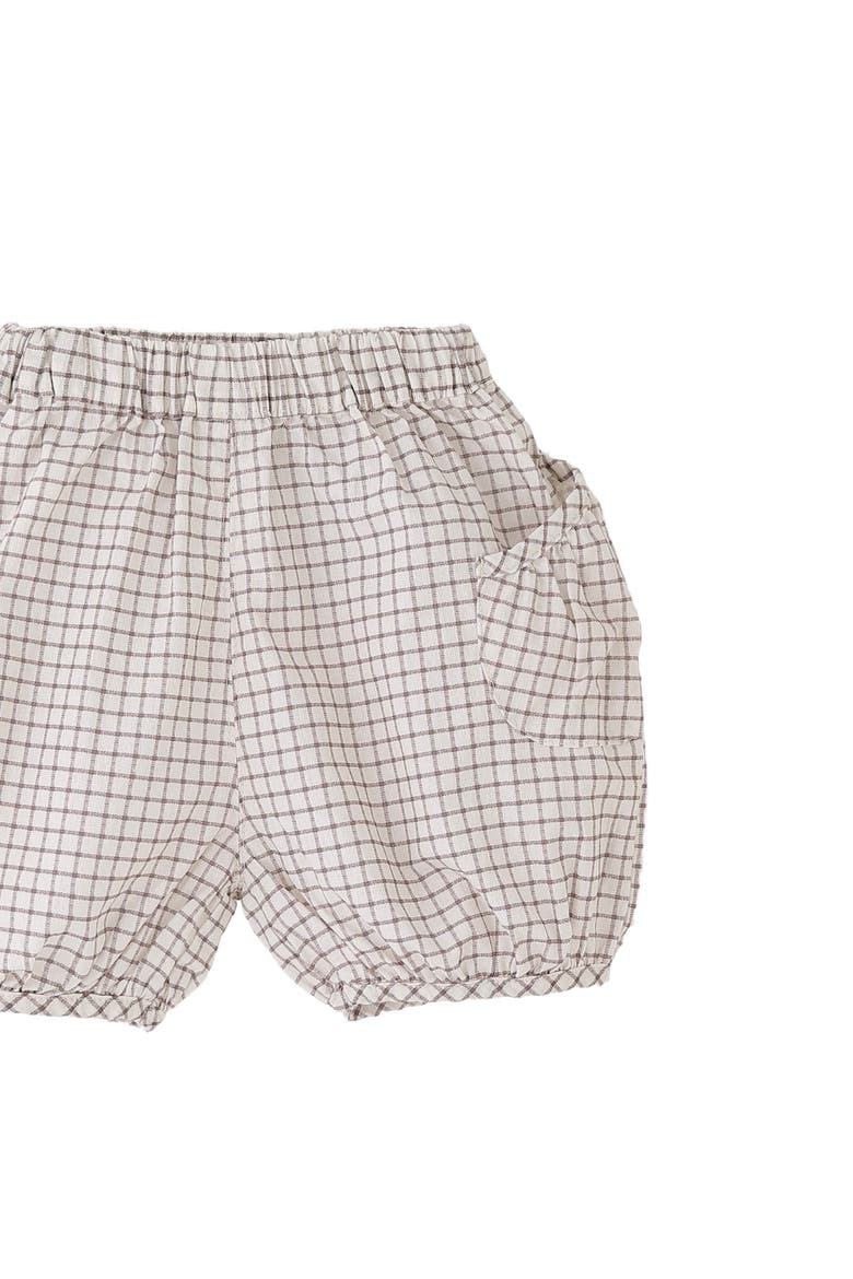 Bear Shirt & Checkered Shorts Set, Alternate, color, Beige
