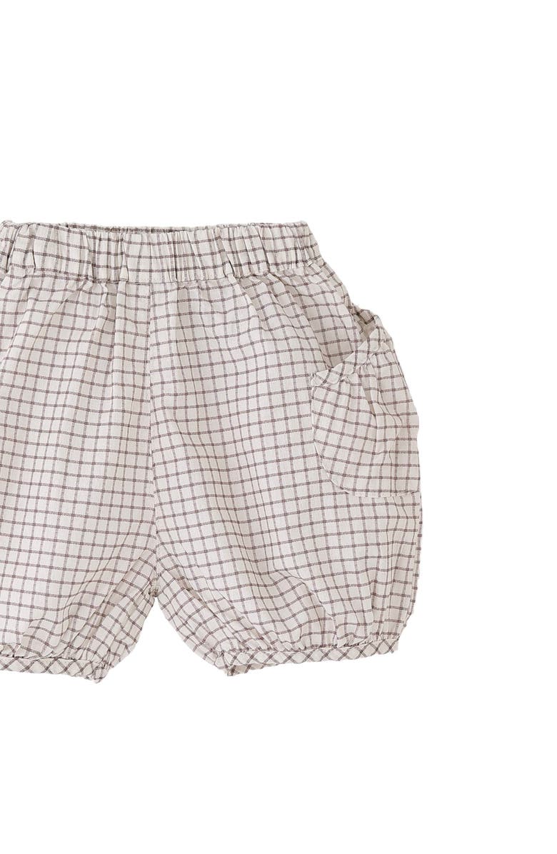 Banblu Bear Shirt & Checkered Shorts Set, Alternate, color, Beige