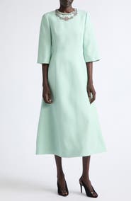 Valentino Garavani Rhinestone Embellished Wool & Silk Crepe Couture Cocktail Dress