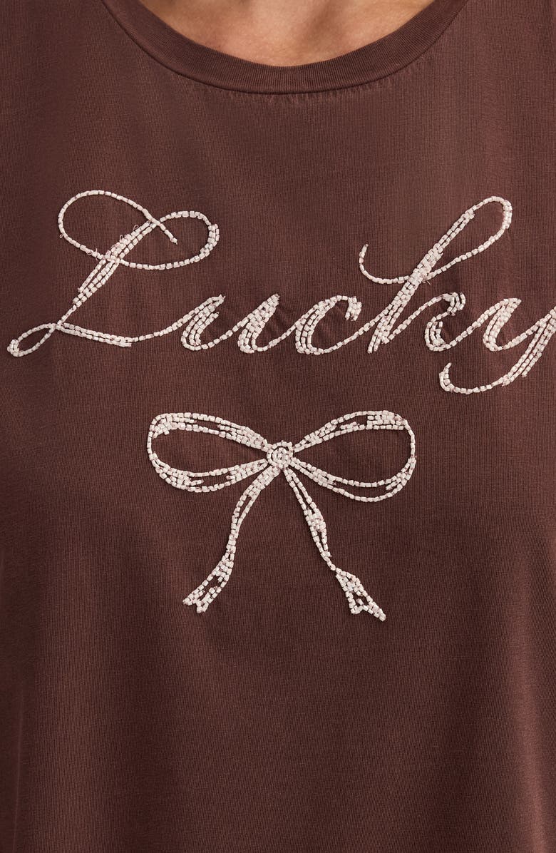 Lucky Brand Classic Lucky Bow T-Shirt, Alternate, color, Bitter Chocolate
