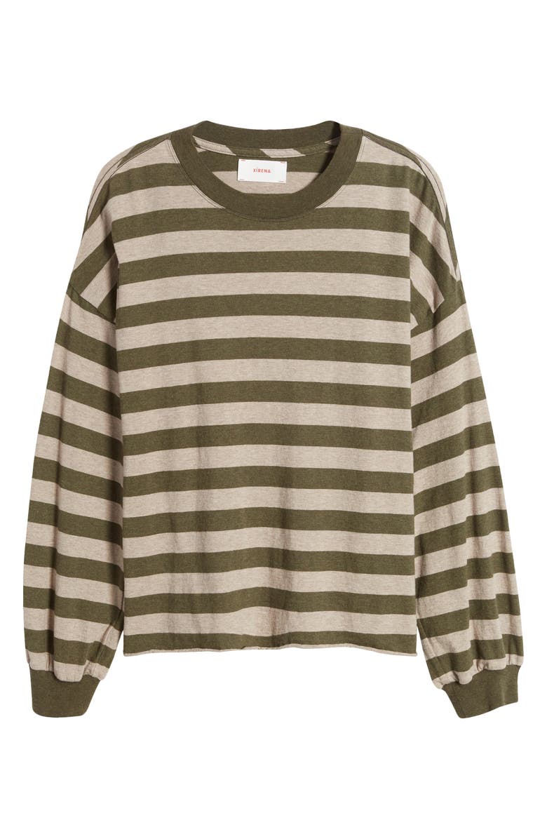 XÍRENA Honor Stripe Long Sleeve Cotton T-Shirt, Alternate, color, 
