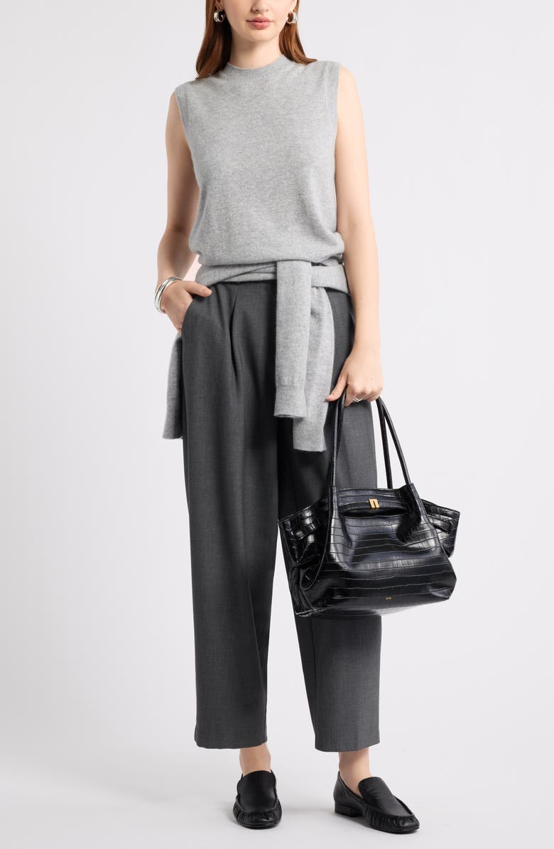 Nordstrom Sleeveless Cashmere Sweater, Alternate, color, Grey Silk Heather