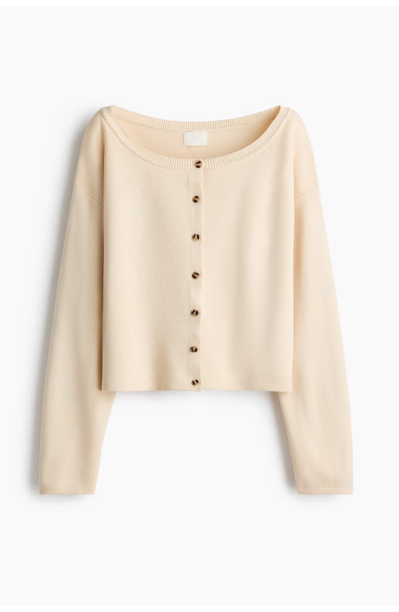 H&M Off-the-shoulder Cardigan, Alternate, color, Light Beige
