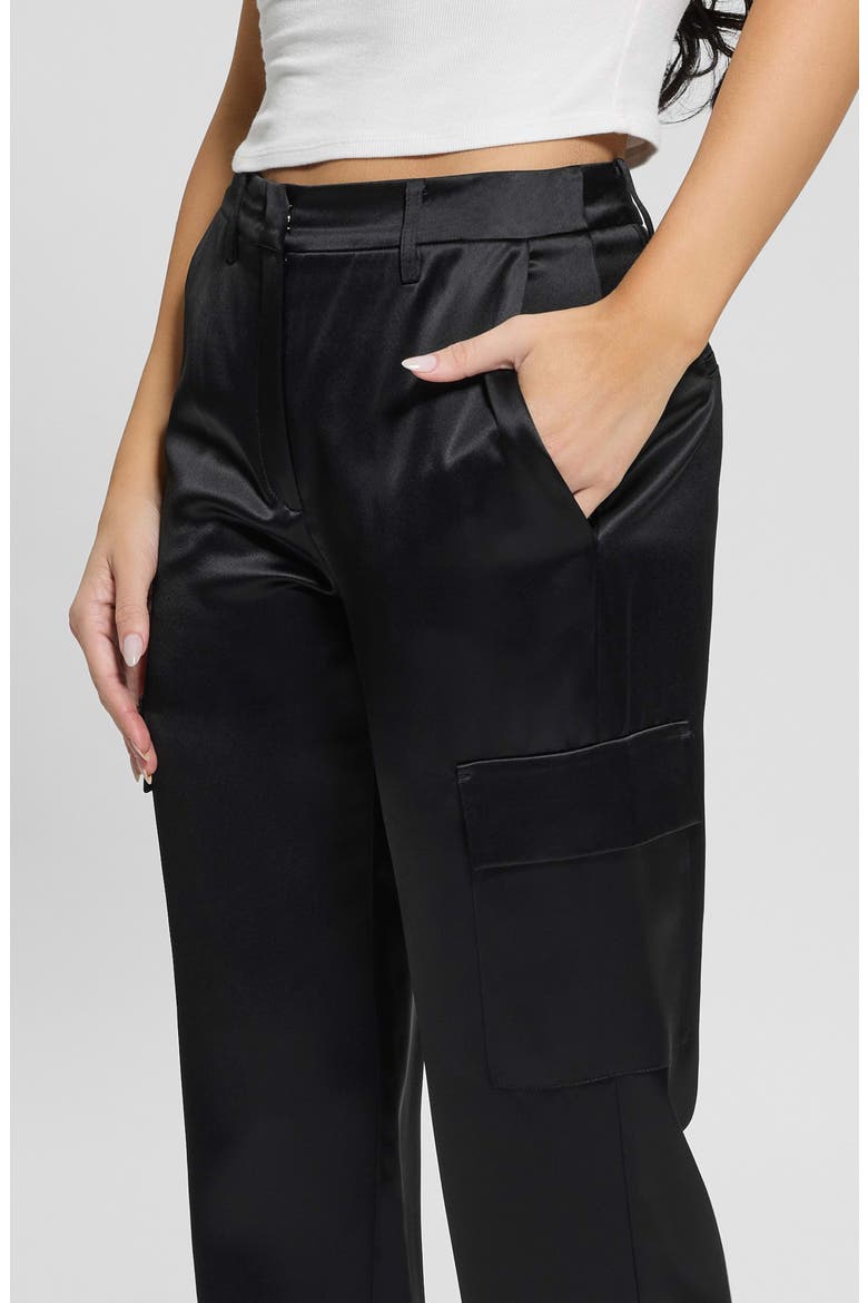 Megan Satin Cargo Pants, Alternate, color, JBLK-BLACK
