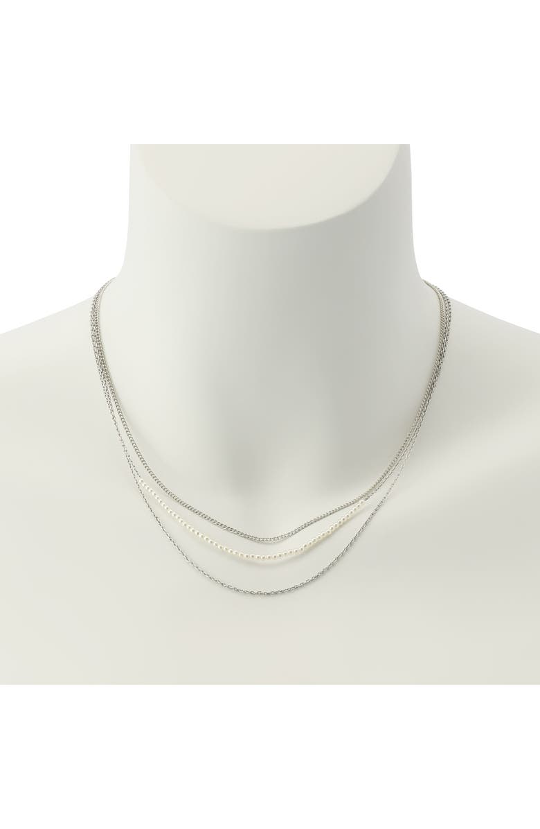 AllSaints Layered Faux Pearl & Mixed Link Necklace, Alternate, color,