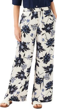 Karen Kane Floral Satin Wide Leg Pants