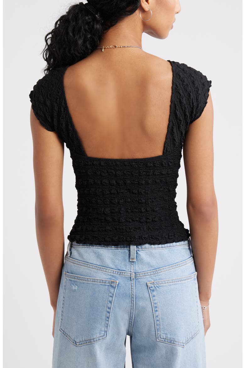 Textured Open Back Knit Top, Alternate, color, BLACK