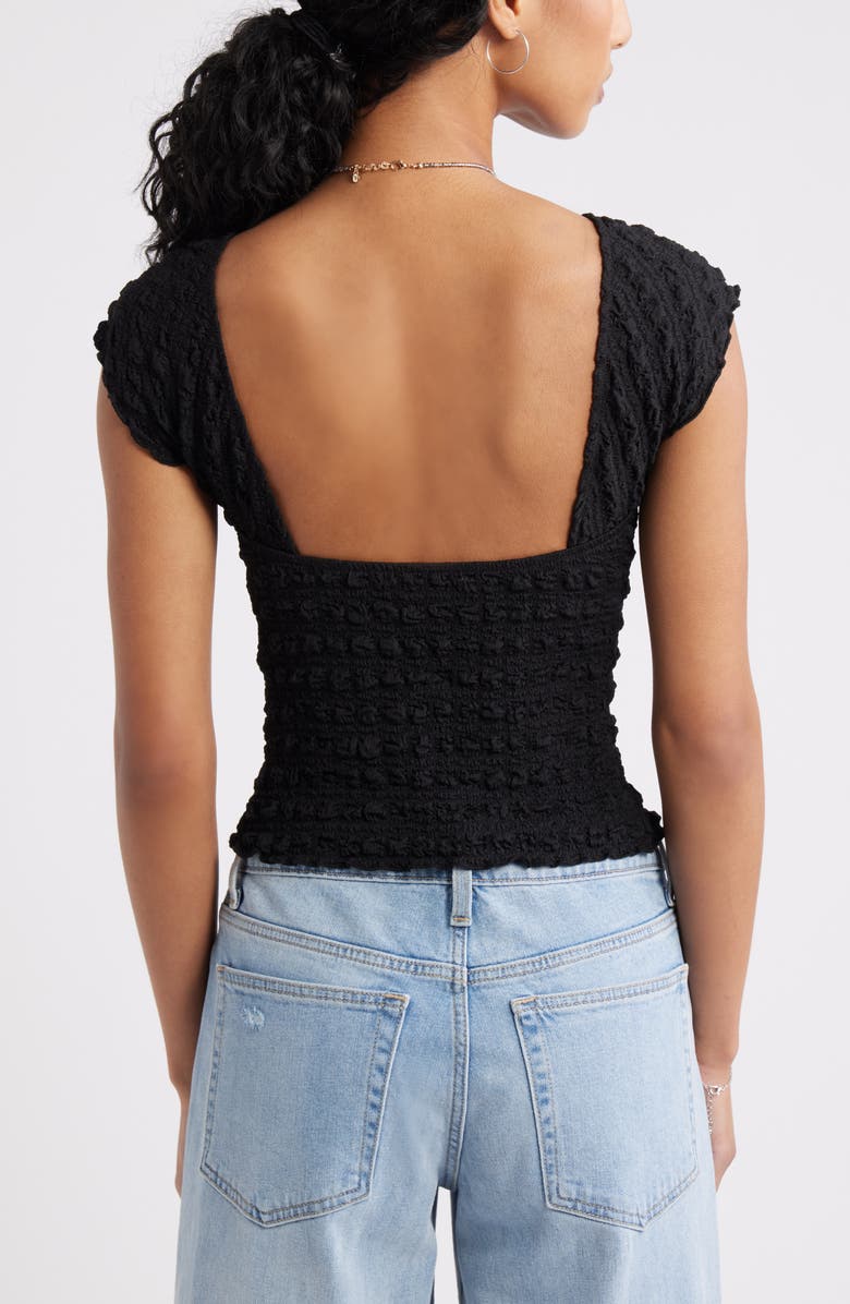 BP. Textured Open Back Knit Top, Alternate, color, Black