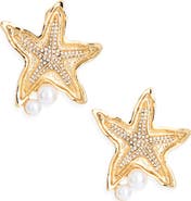 NATASHA Faux Pearl Starfish Stud Earrings